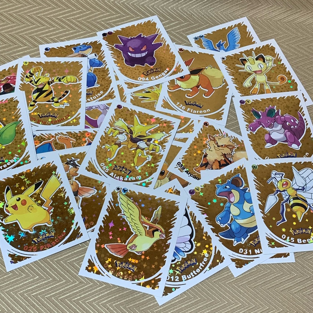 30- Pokemon Gold Star Foil Stickers
